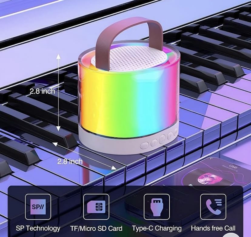 400066  Mini Karaoke Machine for Kids Adults, Portable Bluetooth Speaker with 2 Wireless Microphones