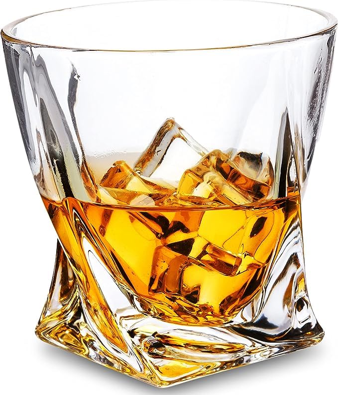 400035 Param Twist Whiskey Glasses, Glass Tumblers with Heavy Base and Unique Design, Lead-Free, Dishwasher Safe, Perfect for Drinking Spirits, for Home, Bars, Restaurants, 150ML, Clear, Pack of 6