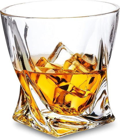 400035 Param Twist Whiskey Glasses, Glass Tumblers with Heavy Base and Unique Design, Lead-Free, Dishwasher Safe, Perfect for Drinking Spirits, for Home, Bars, Restaurants, 150ML, Clear, Pack of 6