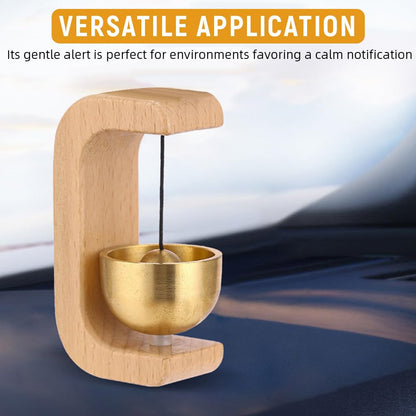 400068 Wooden Door Chime with Brass Bell, Dopamine Door Bell for Home, Self-Adhesive Magnetic Doorbell