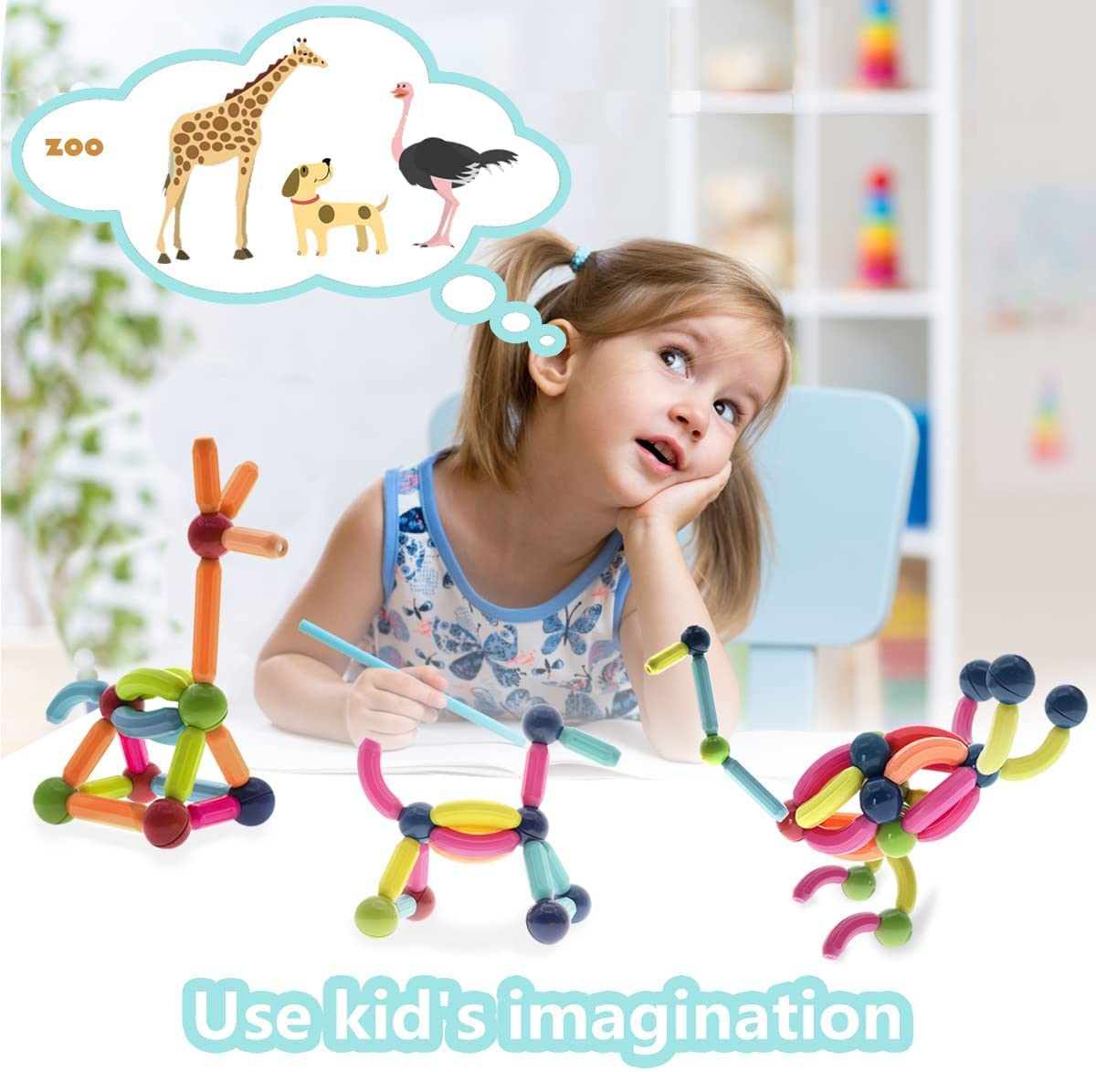 400071 Magnetic Sticks Blocks for Kids (64pcs)