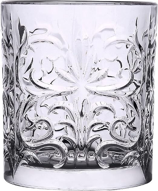 400037 Param Tattoo Double Old Fashioned Crystal Whisky Glass, Royal Crystal Glass, Classical Cup Liquor Glass Beer Glass Water Cup Bar Drinkware for Home, 265ml, Clear, Pack of 6