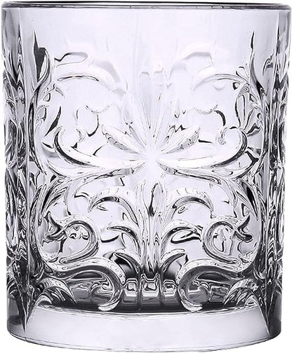 400037 Param Tattoo Double Old Fashioned Crystal Whisky Glass, Royal Crystal Glass, Classical Cup Liquor Glass Beer Glass Water Cup Bar Drinkware for Home, 265ml, Clear, Pack of 6