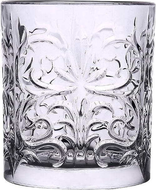 400037 Param Tattoo Double Old Fashioned Crystal Whisky Glass, Royal Crystal Glass, Classical Cup Liquor Glass Beer Glass Water Cup Bar Drinkware for Home, 265ml, Clear, Pack of 6