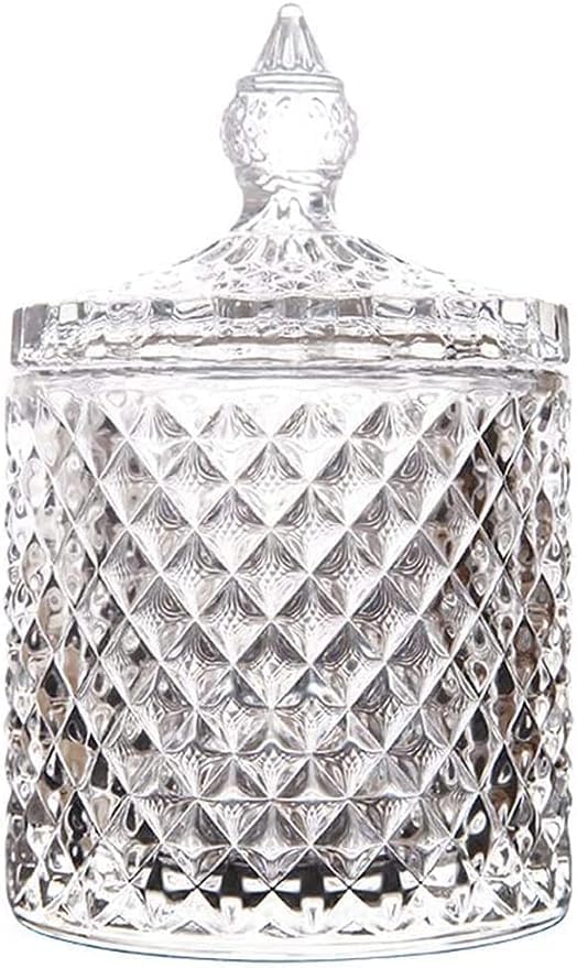 400034 Param Crystal Jar with Lid, Glass Candy Jars for Wedding, Sweets, Buffet, Multipurpose Decorative Serving Candy Fruit Dry Fruits, Snacks, Pickle, Dessert Lotus Shape, Gift, Size-3.5, Pack of 1