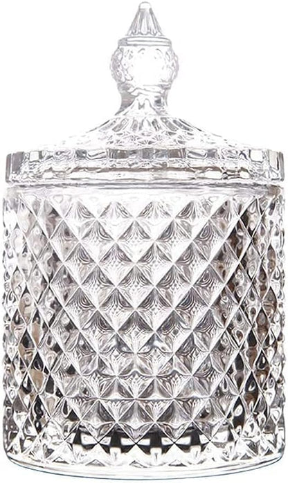 400034 Param Crystal Jar with Lid, Glass Candy Jars for Wedding, Sweets, Buffet, Multipurpose Decorative Serving Candy Fruit Dry Fruits, Snacks, Pickle, Dessert Lotus Shape, Gift, Size-3.5, Pack of 1