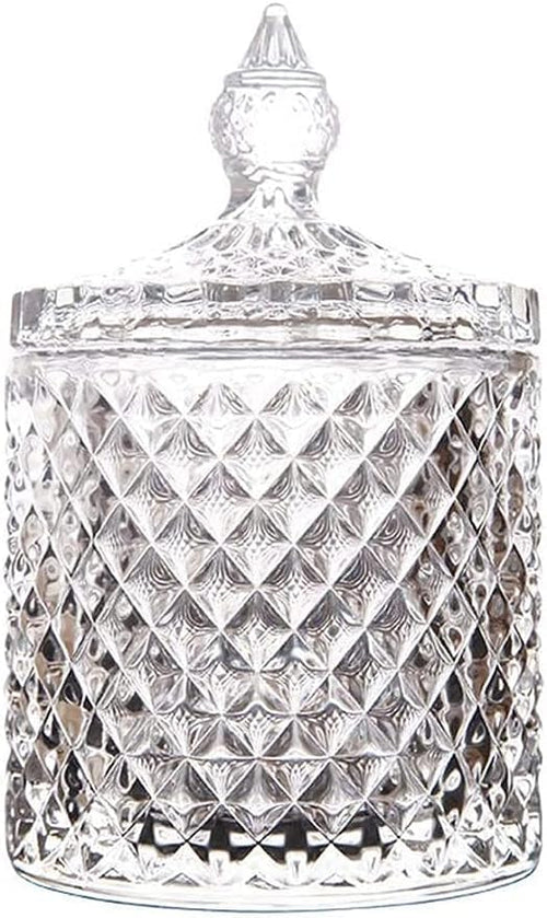 400034 Param Crystal Jar with Lid, Glass Candy Jars for Wedding, Sweets, Buffet, Multipurpose Decorative Serving Candy Fruit Dry Fruits, Snacks, Pickle, Dessert Lotus Shape, Gift, Size-3.5, Pack of 1