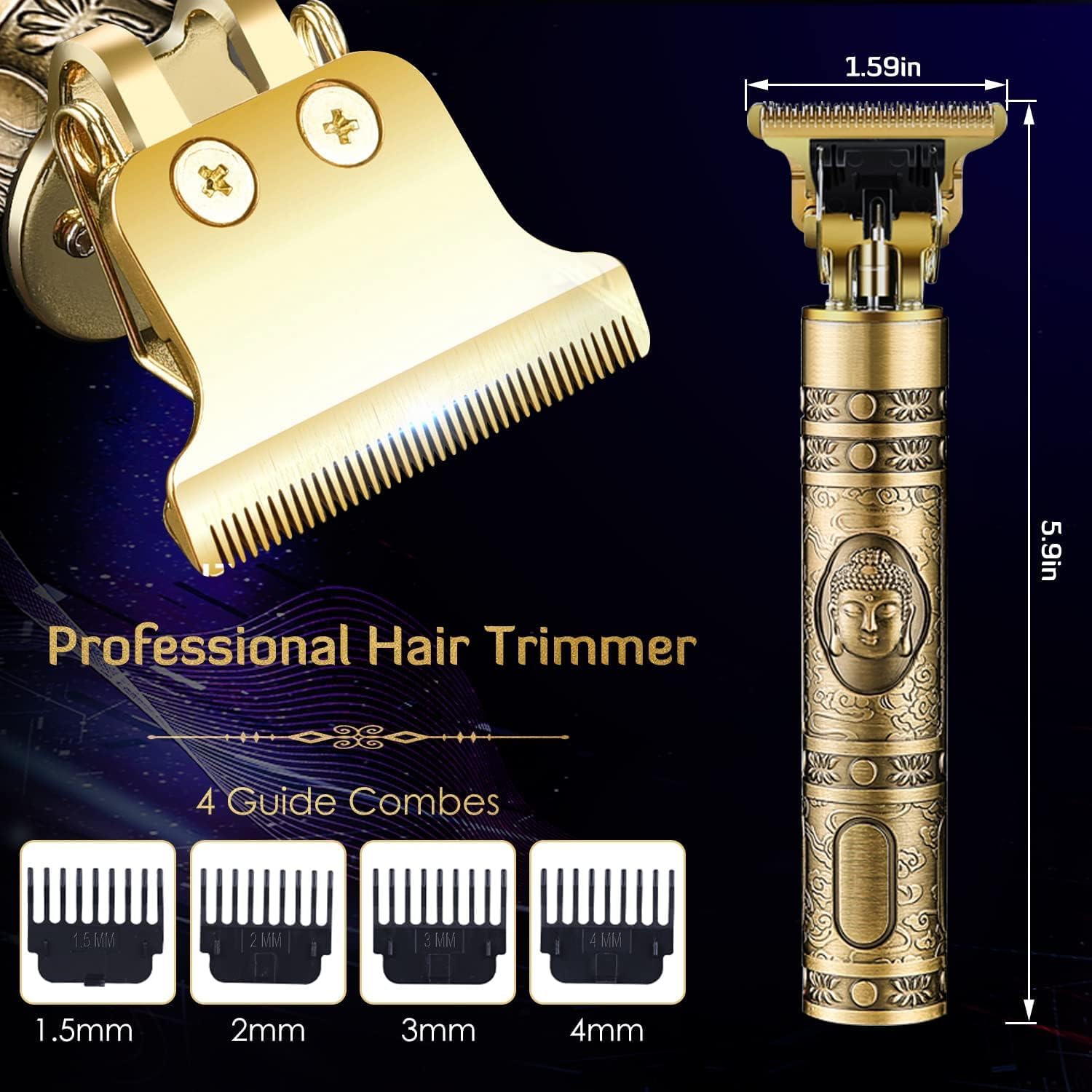 400025 Buddha Style Beard Trimmer For Men, Rechargeable Professional Hair Clipper, Hair Trimmer