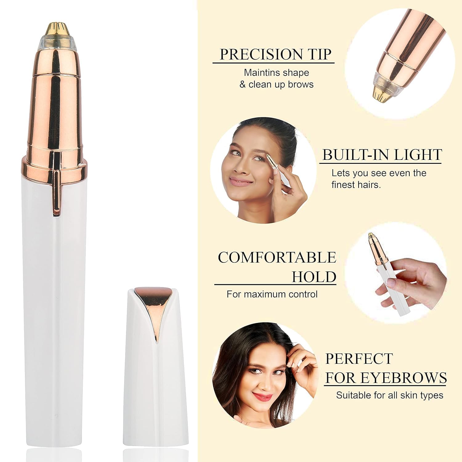 400024 Rechargeable Eyebrow Trimmer For Women, Epilator For Women, Facial Hair Removal Machine For Women,Face, Lips, Nose Hair Remover Women Trimmer