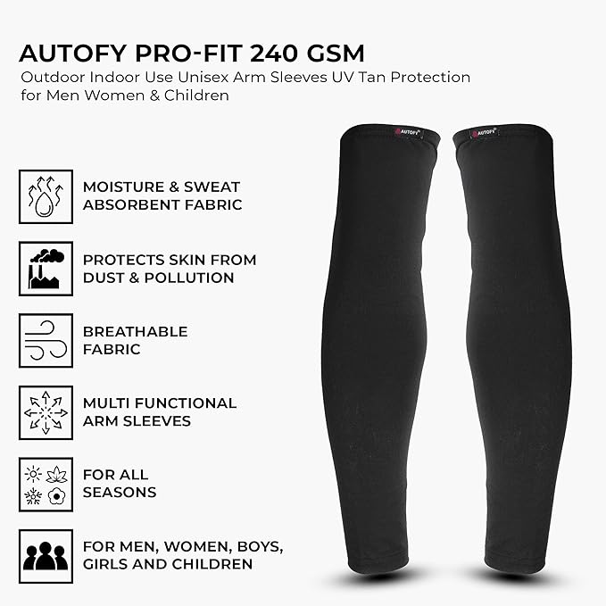 400064 Boldfit Arm Sleeves for Men & Women UV Protection Hand Sleeves (premium cotton (Pack of 2 - 4pcs) (Black)