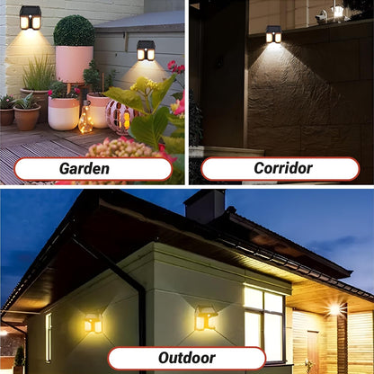 400023 Outdoor Waterproof Solar Double Wall Motion Sensor Light, 3 Lighting Modes Solar Security Wall Light