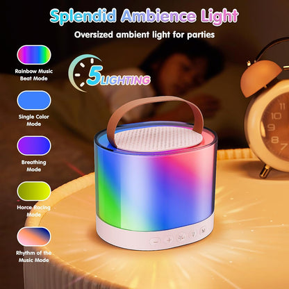 400066  Mini Karaoke Machine for Kids Adults, Portable Bluetooth Speaker with 2 Wireless Microphones