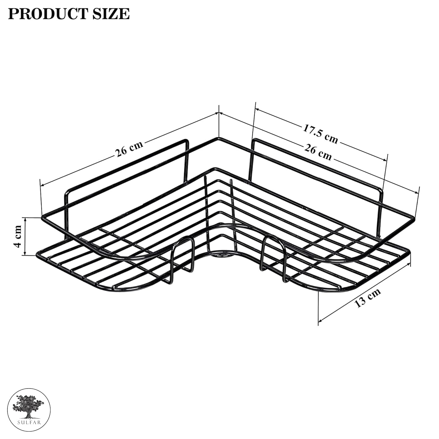 400060 Modern Metal Corner Shelf, No-Drill Adhesive Installation