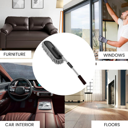 400019 Soft Microfiber Car Duster Brush with Extendable Handle Wet & Dry Scratch Free Surface Cleaner