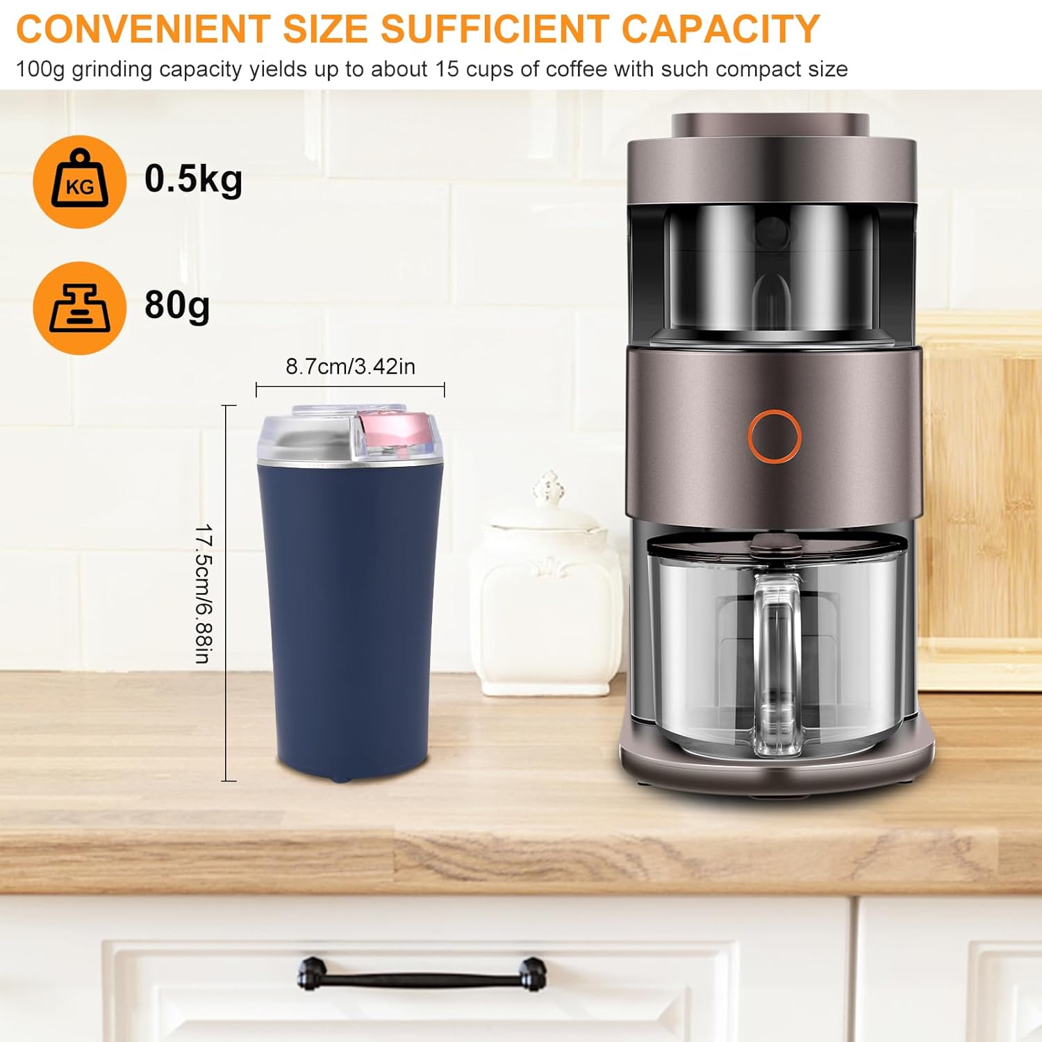 400028 Electric Coffee Grinder, Multifunctional Coffee Grinder 200 W with Stainless Steel Blades Electric Coffee Grinder
