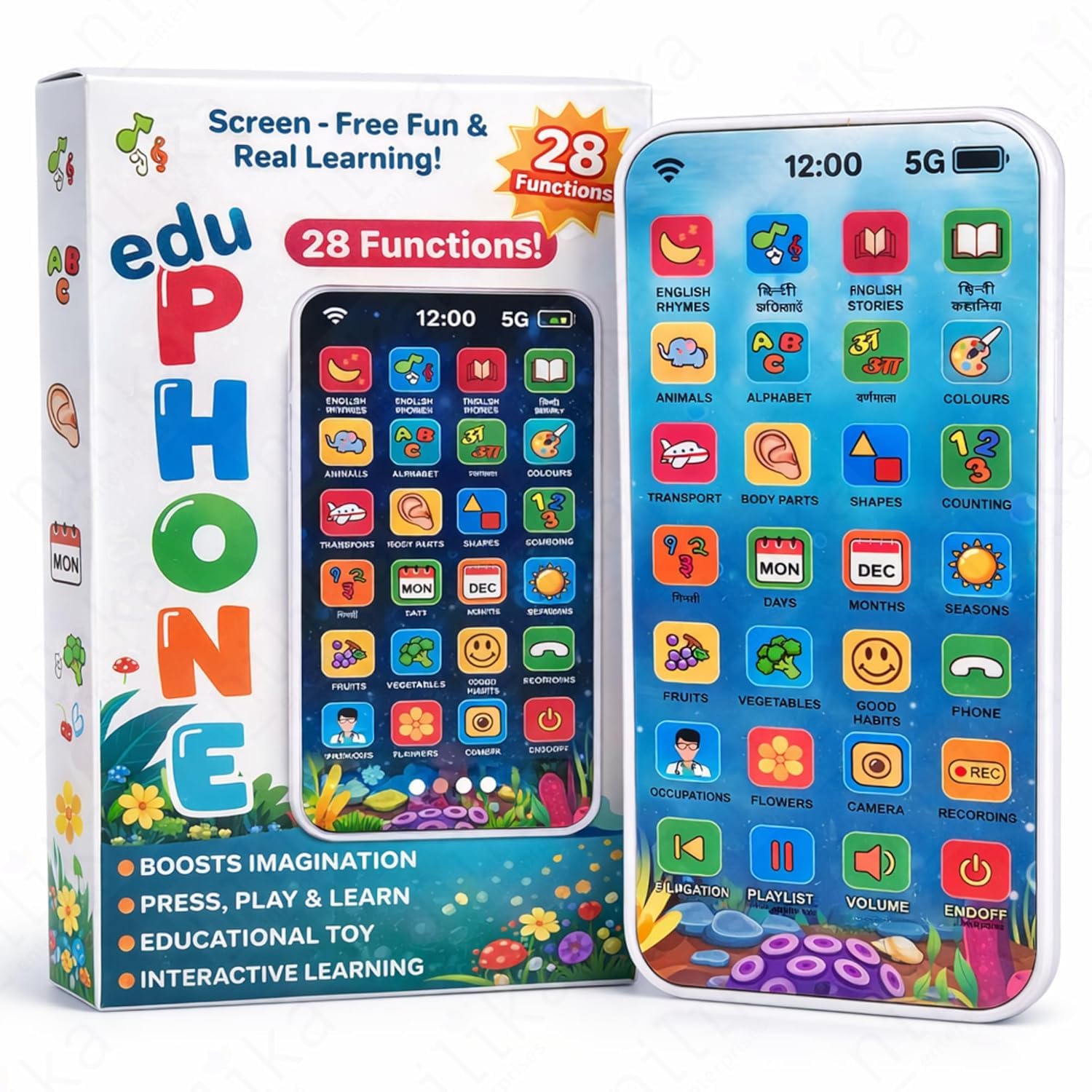 400073 Educational Phone Toy for 2-12 Years Kids Rechargeable Type C 24 Modes Talking Baby Smart Phone Mobile