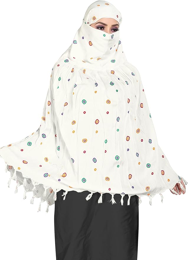 400049 Cotton Breathable Sun Protection Scarf Dupatta Usable for vehicle Driver | White Printed MIX Design