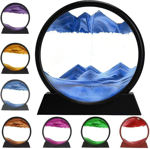 400031 Moving Sand Art Picture Glass Liquid Painting 3D Natural Landscape showpieces for Home Decor Antique Gifts for Kids Office Desktop Decoration Desk Table Decorative Items