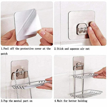 400058 Wall Mounted Double Layer Soap Dish Holder Stainless Steel Wall Hanging Soap Holder