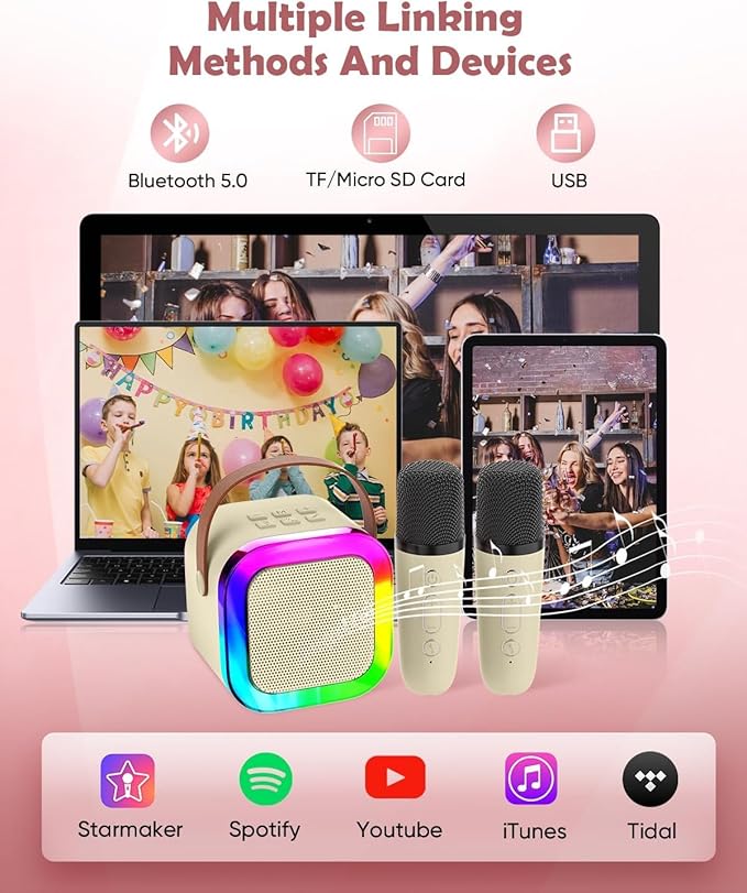 400070 Professional Wireless Mini Portable Bluetooth Speaker with Microphone designed with 5 different voice change effects- Kids Music Singing Toys (Copy)