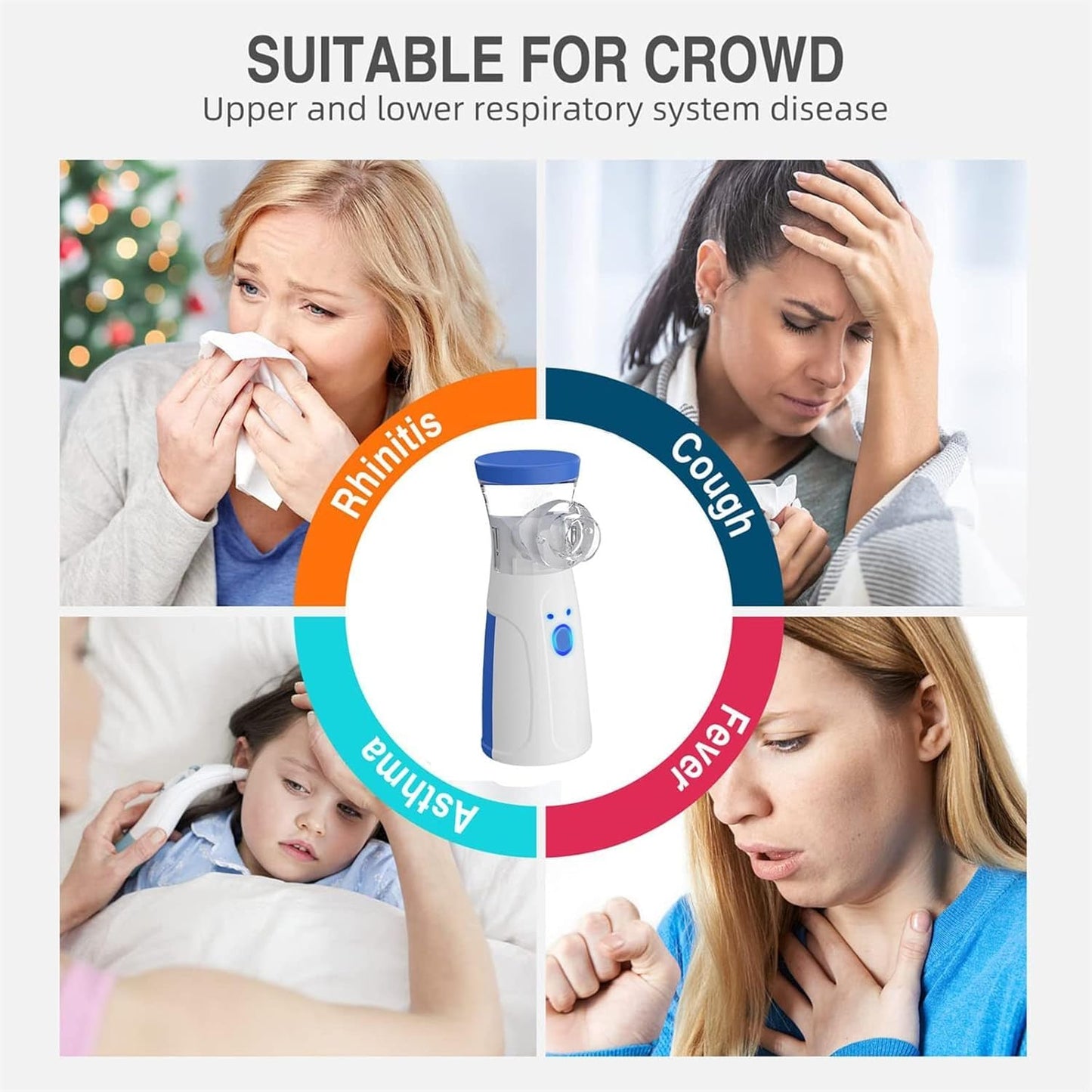400063 Portable Nebulizer Nebulizer Machine for Adults and Kids Travel and Household Use, Handheld Mesh Nebulizer for Breathing Problems (Multi)