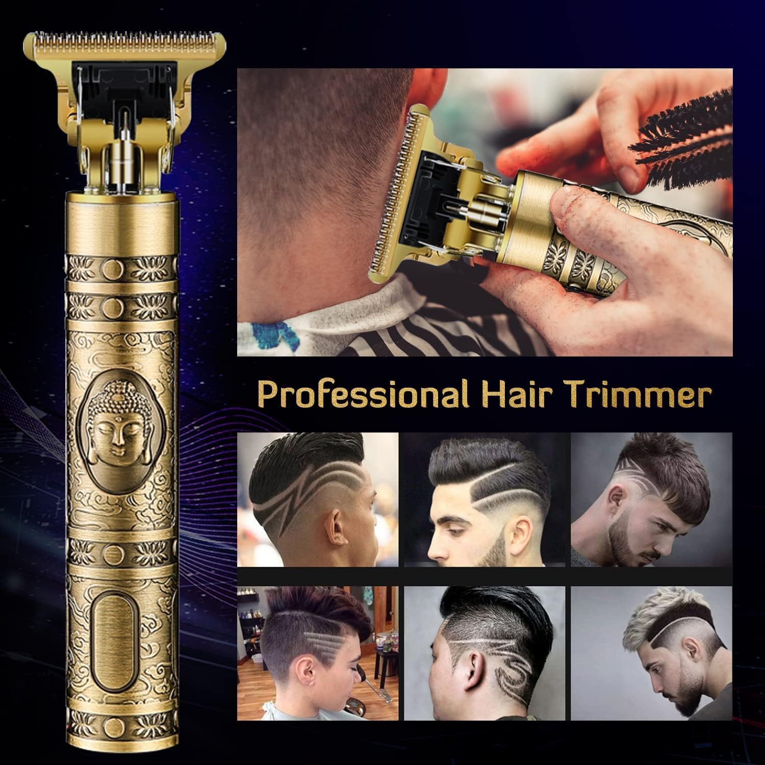 400025 Buddha Style Beard Trimmer For Men, Rechargeable Professional Hair Clipper, Hair Trimmer