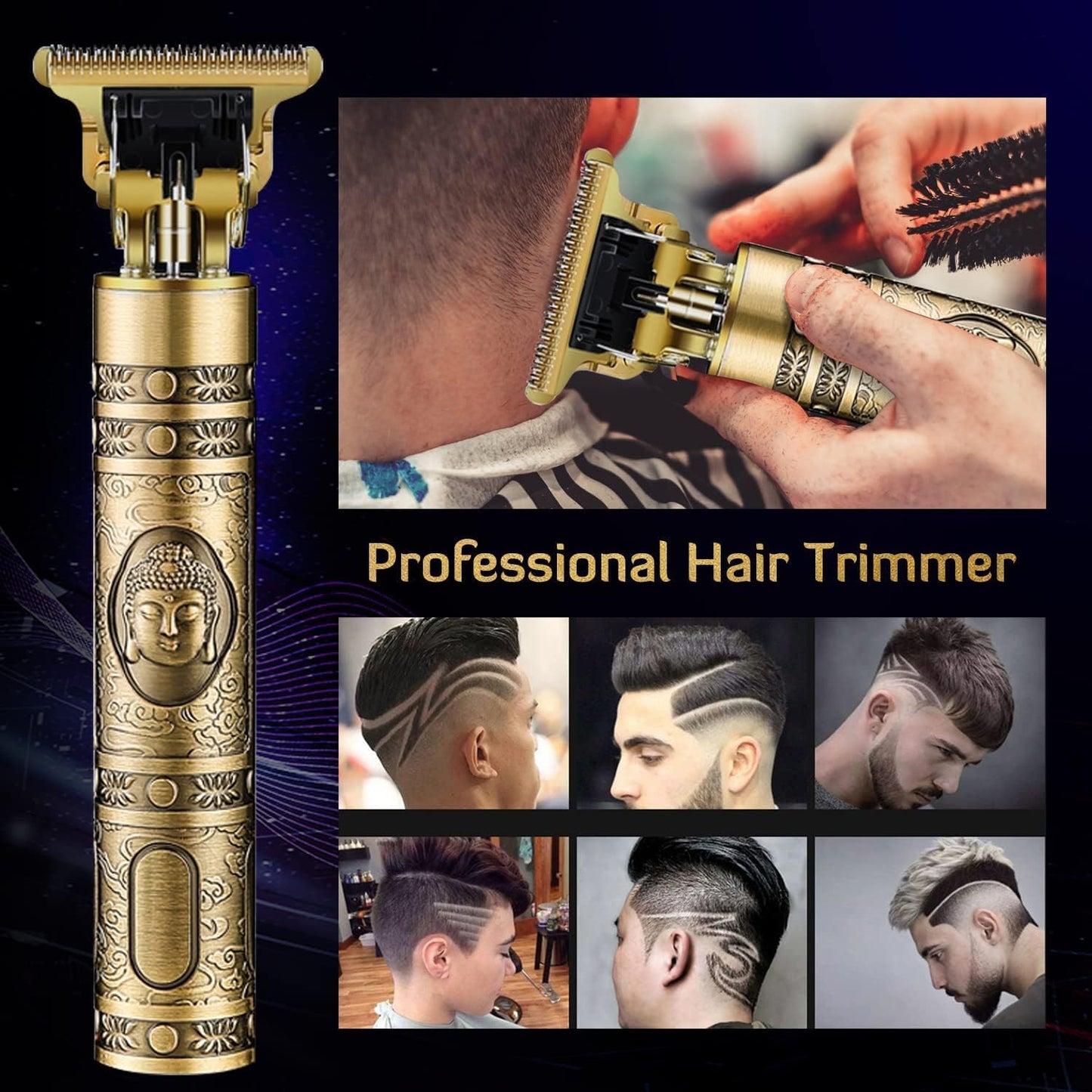 400025 Buddha Style Beard Trimmer For Men, Rechargeable Professional Hair Clipper, Hair Trimmer