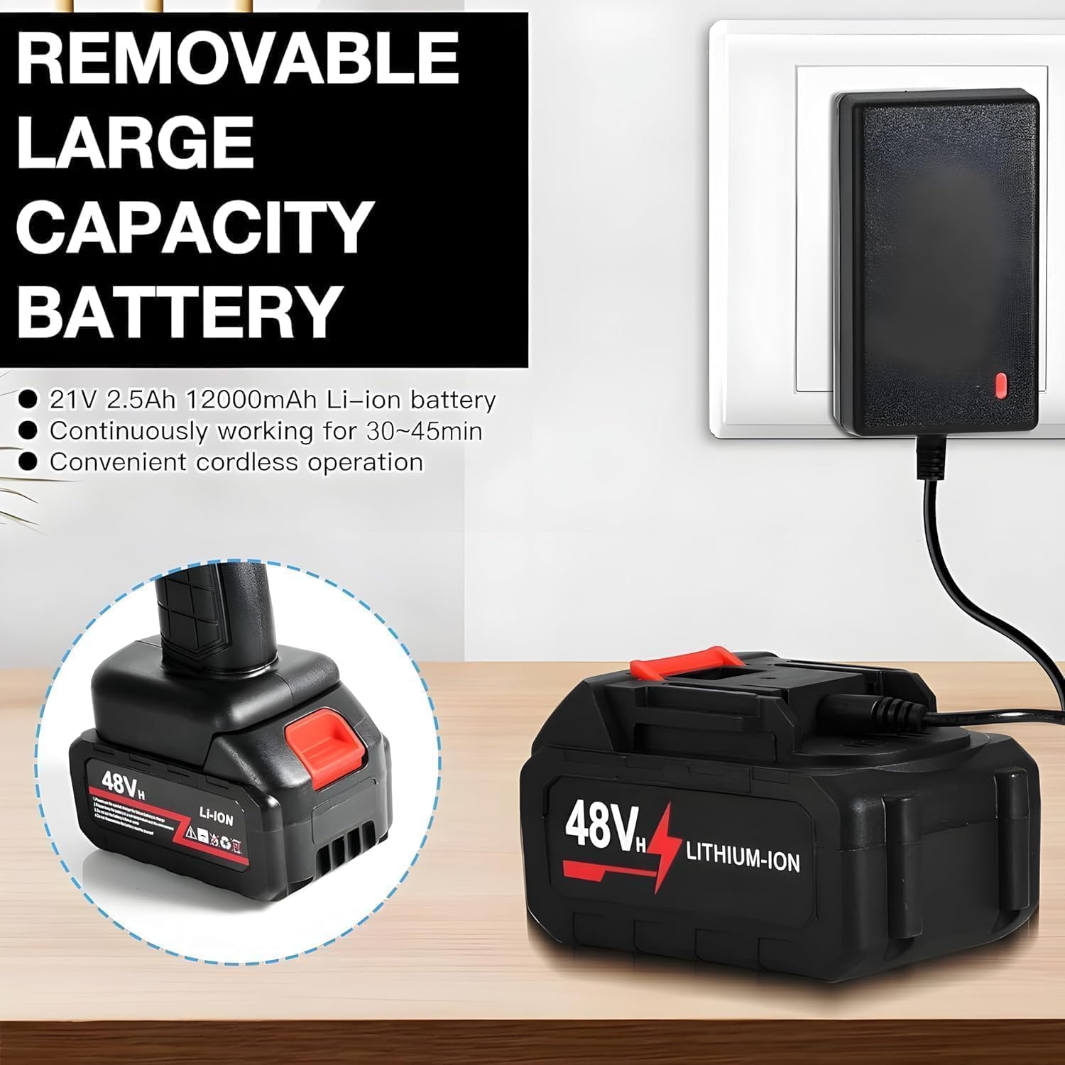 400014 Pressure Washer Gun 48V 12000mah High Pressure Water Gun for Car Wash Bike Washing Cleaning| Adjustable Nozzle and 5M Hose Pipe (Double Battry)