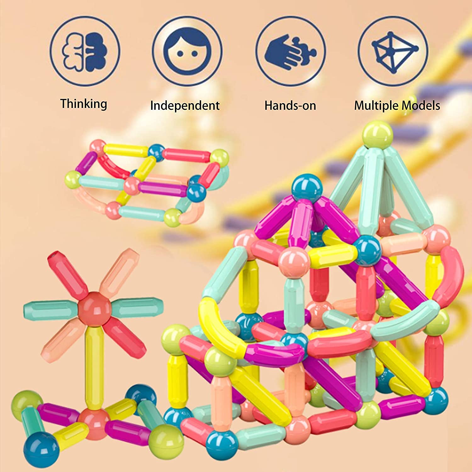 400071 Magnetic Sticks Blocks for Kids (64pcs)