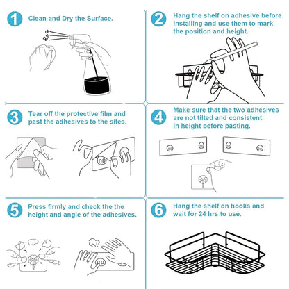 400060 Modern Metal Corner Shelf, No-Drill Adhesive Installation