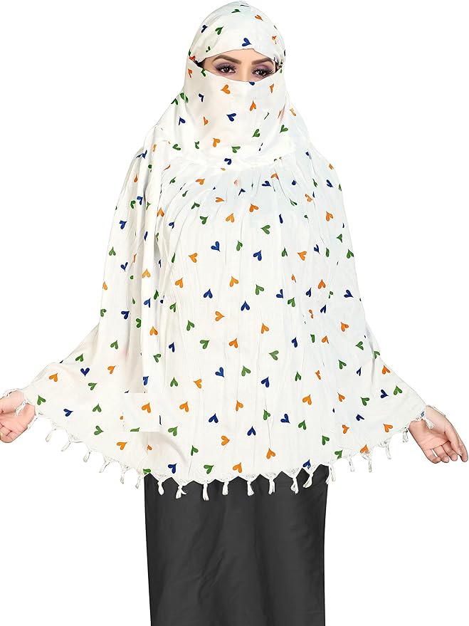 400049 Cotton Breathable Sun Protection Scarf Dupatta Usable for vehicle Driver | White Printed MIX Design