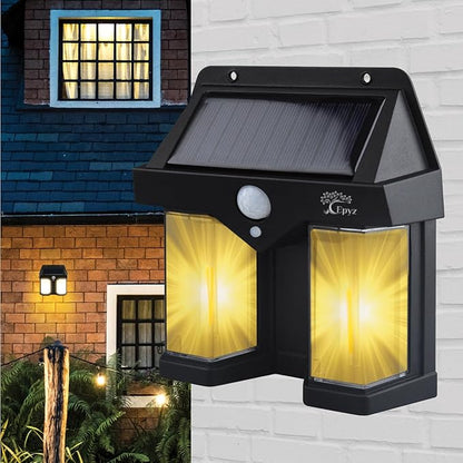 400023 Outdoor Waterproof Solar Double Wall Motion Sensor Light, 3 Lighting Modes Solar Security Wall Light