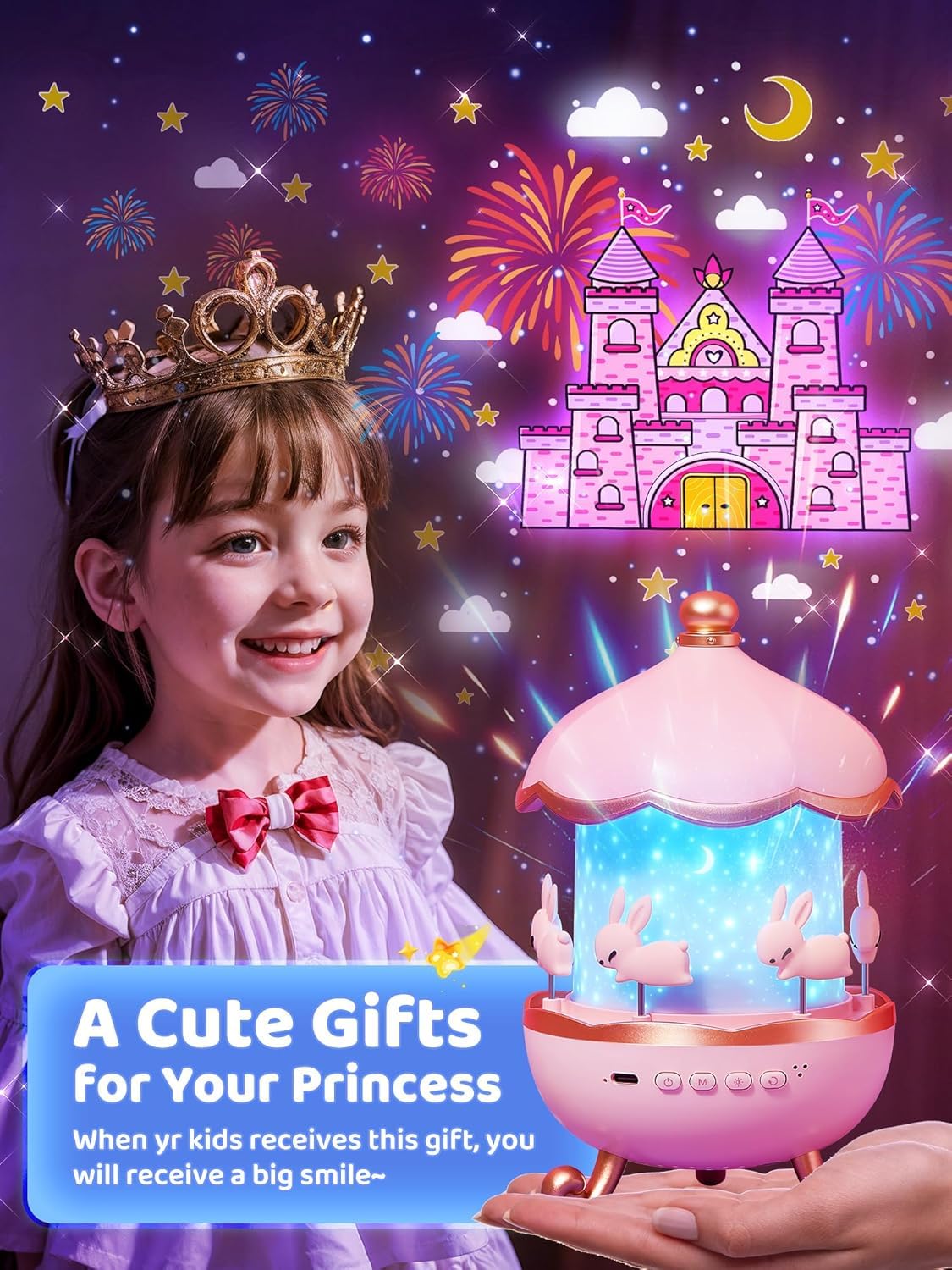 400061 Rotating Cabin Projector Lamp Star Projector Night Light for Kids