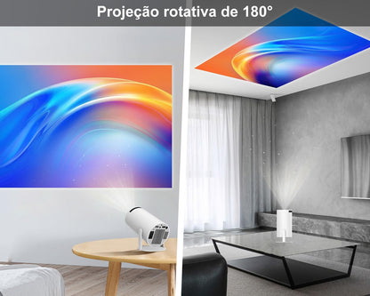 400039 Smart Portable Android 11 Mini Projector, 220 ANSI, 4K/1080P, Wi-Fi 5G BT 5.0, 180 Degree Rotation