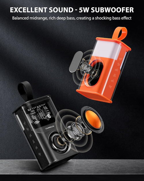 400021 Portable Bluetooth Speaker, Mini Transparent Wireless Speakers with RGB Light, Supports TWS Pairing, TF Card, HD Sound Deep Bass