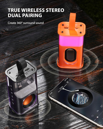 400021 Portable Bluetooth Speaker, Mini Transparent Wireless Speakers with RGB Light, Supports TWS Pairing, TF Card, HD Sound Deep Bass