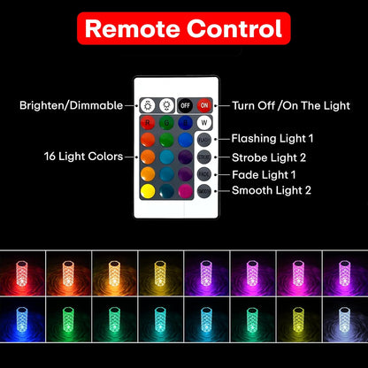 400032 Crystal Lamp,16 Color Changing Rose Crystal Diamond Table Lamp