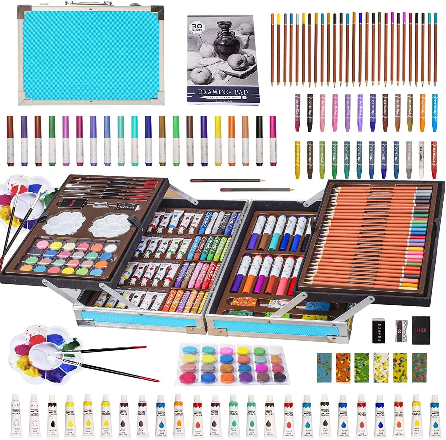 400015 Color Drawing Kit, 145 Piece Art Set, Color Suitcase Kit for Kids