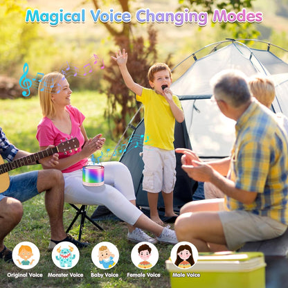 400066  Mini Karaoke Machine for Kids Adults, Portable Bluetooth Speaker with 2 Wireless Microphones