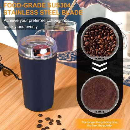 400028 Electric Coffee Grinder, Multifunctional Coffee Grinder 200 W with Stainless Steel Blades Electric Coffee Grinder