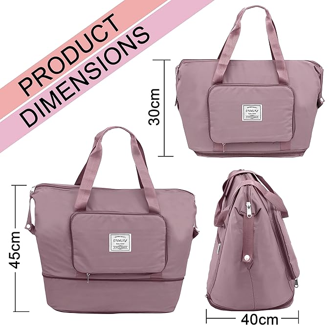 400018 Nylon 40 Cms Imported Foldable Travel Duffle Shoulder Tote Bag (multi colour)