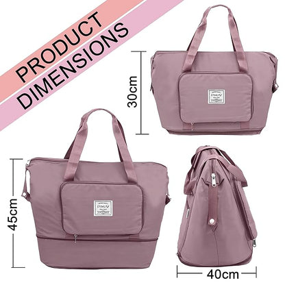 400018 Nylon 40 Cms Imported Foldable Travel Duffle Shoulder Tote Bag (multi colour)