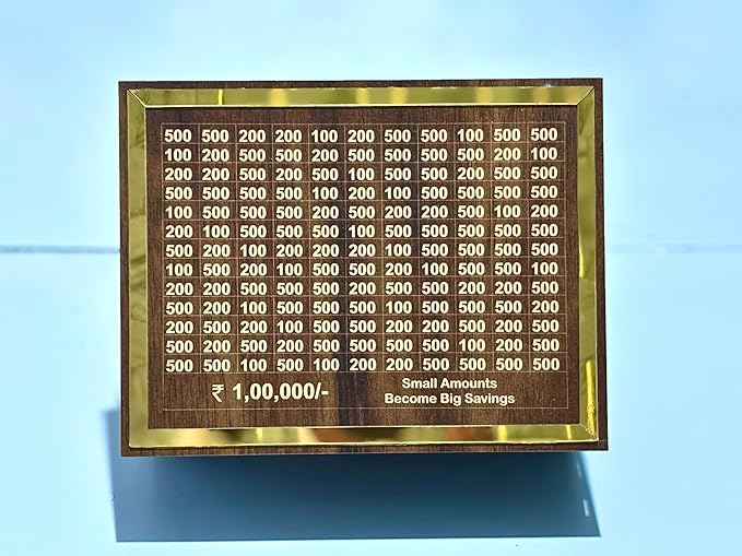 400040 Wooden Money/Piggy Bank ₹1,00,000 Savings Challenge Piggy Bank