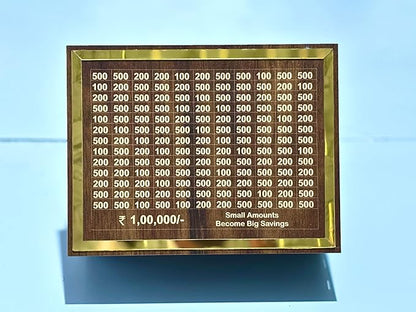 400040 Wooden Money/Piggy Bank ₹1,00,000 Savings Challenge Piggy Bank