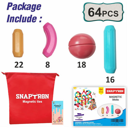 400071 Magnetic Sticks Blocks for Kids (64pcs)