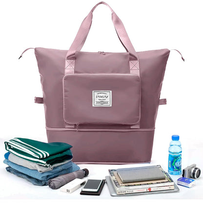 400018 Nylon 40 Cms Imported Foldable Travel Duffle Shoulder Tote Bag (multi colour)