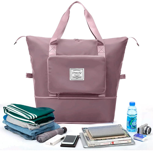 400018 Nylon 40 Cms Imported Foldable Travel Duffle Shoulder Tote Bag (multi colour)