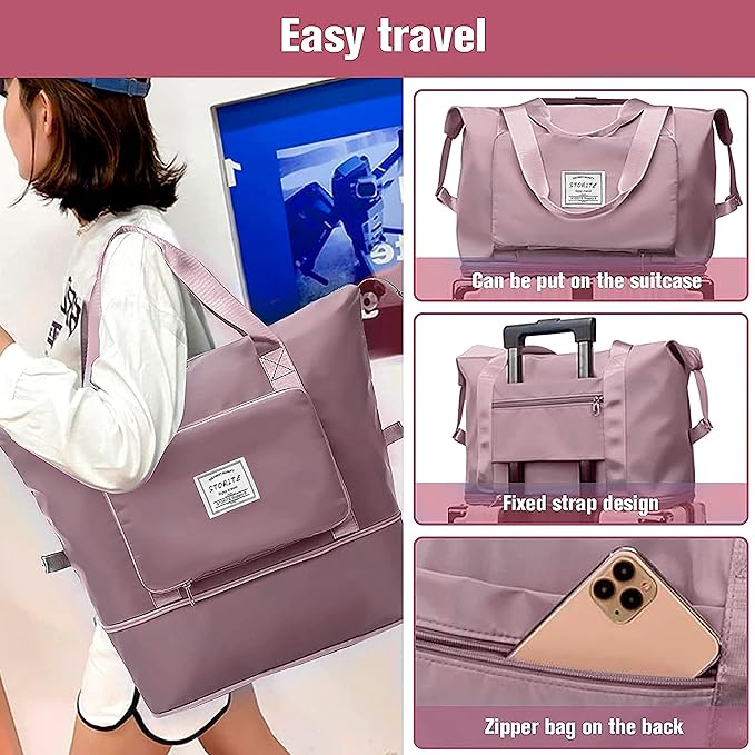 400018 Nylon 40 Cms Imported Foldable Travel Duffle Shoulder Tote Bag (multi colour)