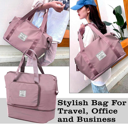 400018 Nylon 40 Cms Imported Foldable Travel Duffle Shoulder Tote Bag (multi colour)