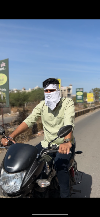 400008 Bike Riding Cotton Face Mask for Men And Women | Washable And Adjustable Cotton Face Mask (White) | Pack of 4